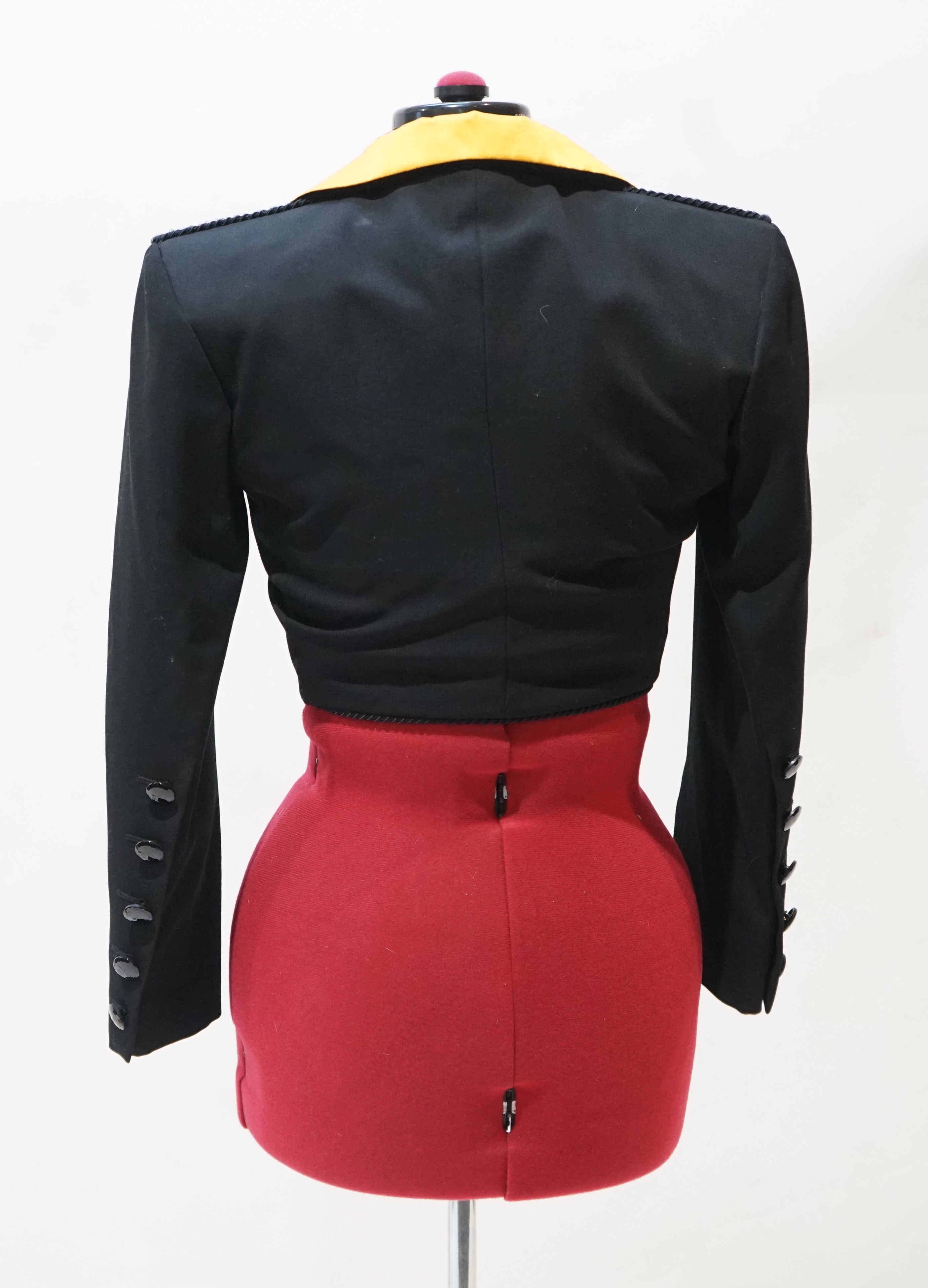 80's Yves Saint Laurent Rive Gauche Cropped Strong Shouldered Jacket Bolero